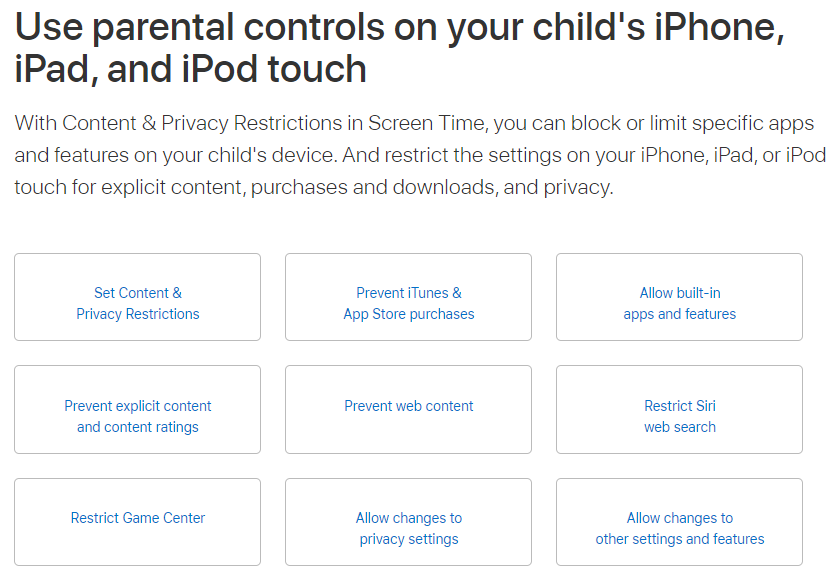 iOS - Parental Control