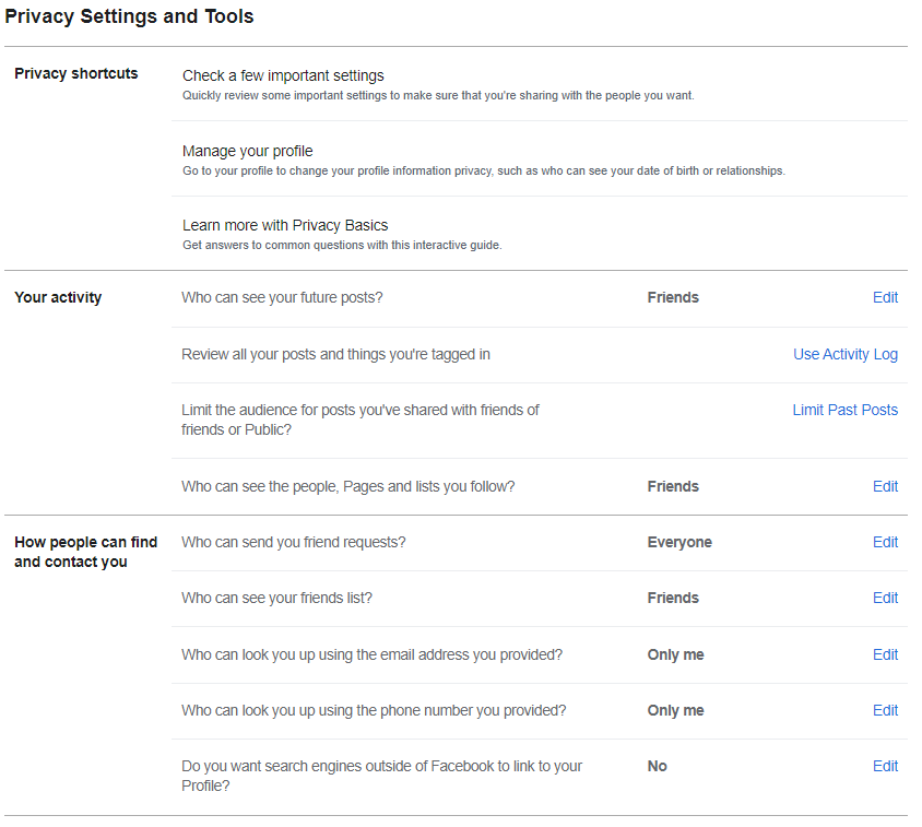 Privacy Settings - Facebook