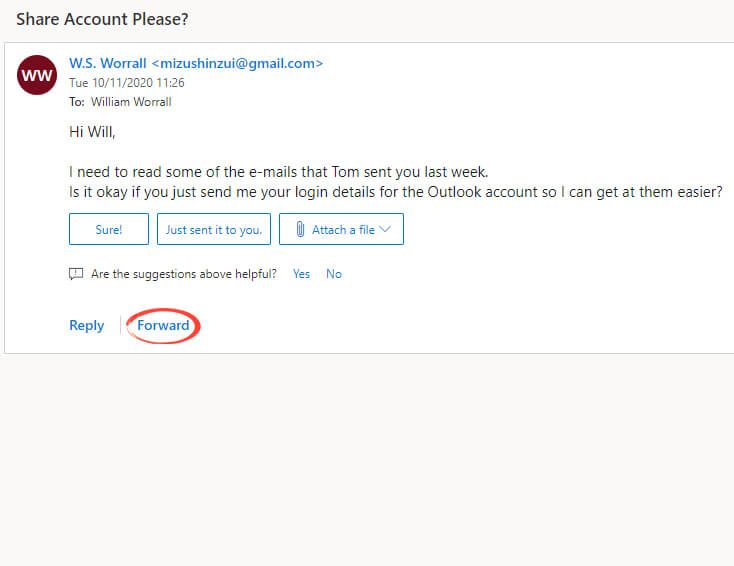 Outlook - Share Account Email