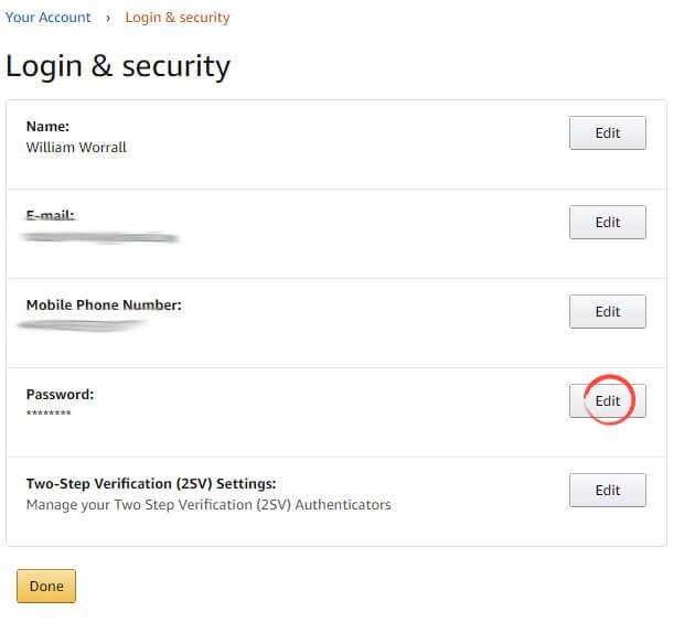 Amazon - Password