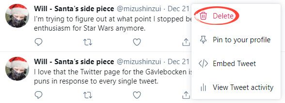 Delete Post - Twitter