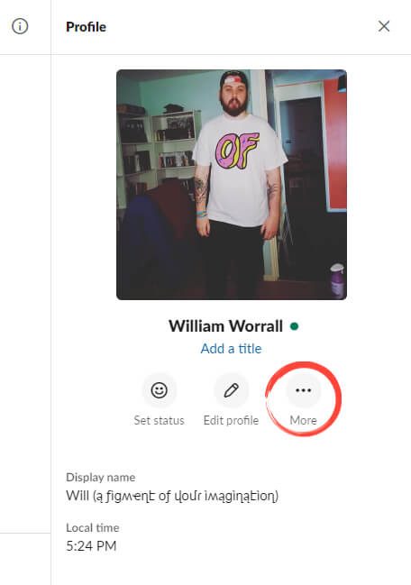 Slack tutorial profile sidebar